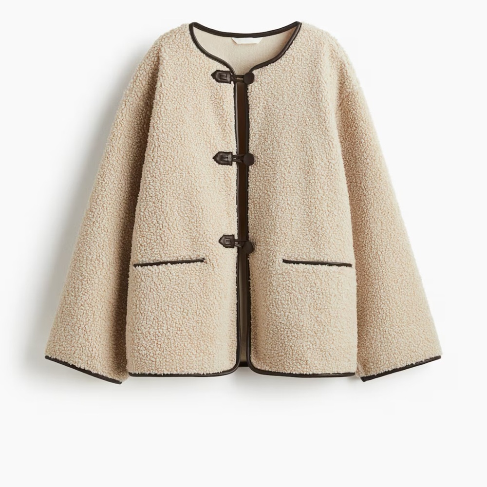 H&M Cream Teddy Fleece Women's Coat